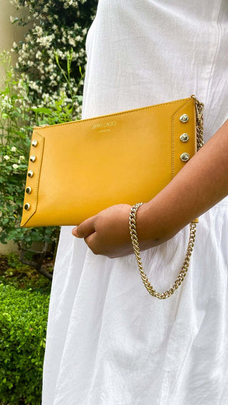 Jimmy Choo clutch yellow leather