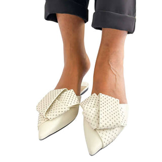 Jimmy Choo mules white with studs and bow