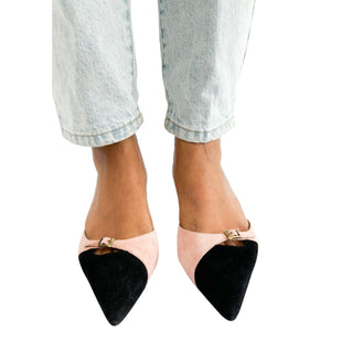 Manolo Blahnik kitten heel mules suede