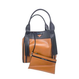 Prada tote bag brown and black leather