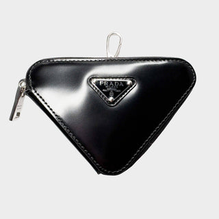 Prada coin purse keychain triangle Spazzolato leather