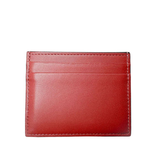 Valentino V logo card holder in red premium leather