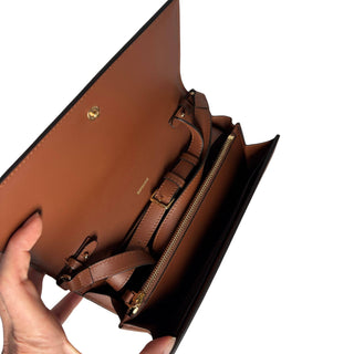 Burberry wallet on a chain with classic Burberry print and brown leather trim