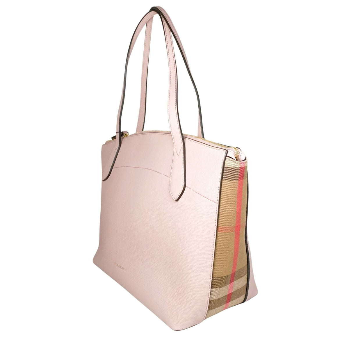 Burberry Welburn Tote bag in pink with house check, canvas and leather