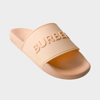 Burberry pool slides in light pink colour made from rubber
