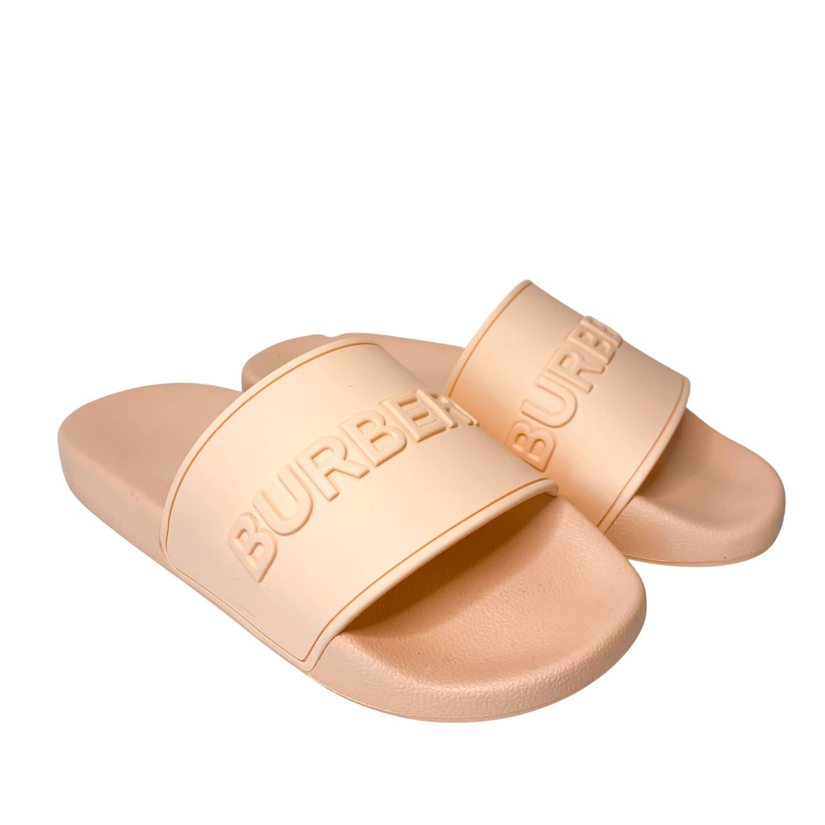 Burberry pool slides in light pink colour made from rubber