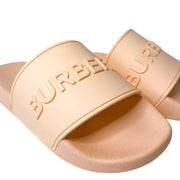 Burberry pool slides in light pink colour made from rubber