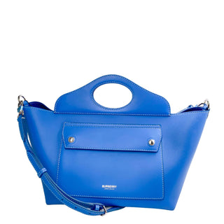 Burberry small tote bag with top handle and strap in blue