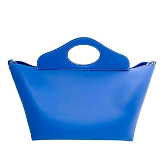 Burberry small tote bag with top handle and strap in blue
