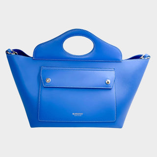 Burberry small tote bag with top handle and strap in blue