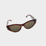 Frontal angled view of Fendi First tortoiseshell cat-eye sunglasses featuring brown gradient lenses.