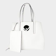 Fendi white tote with separate interior compartment, leather, white