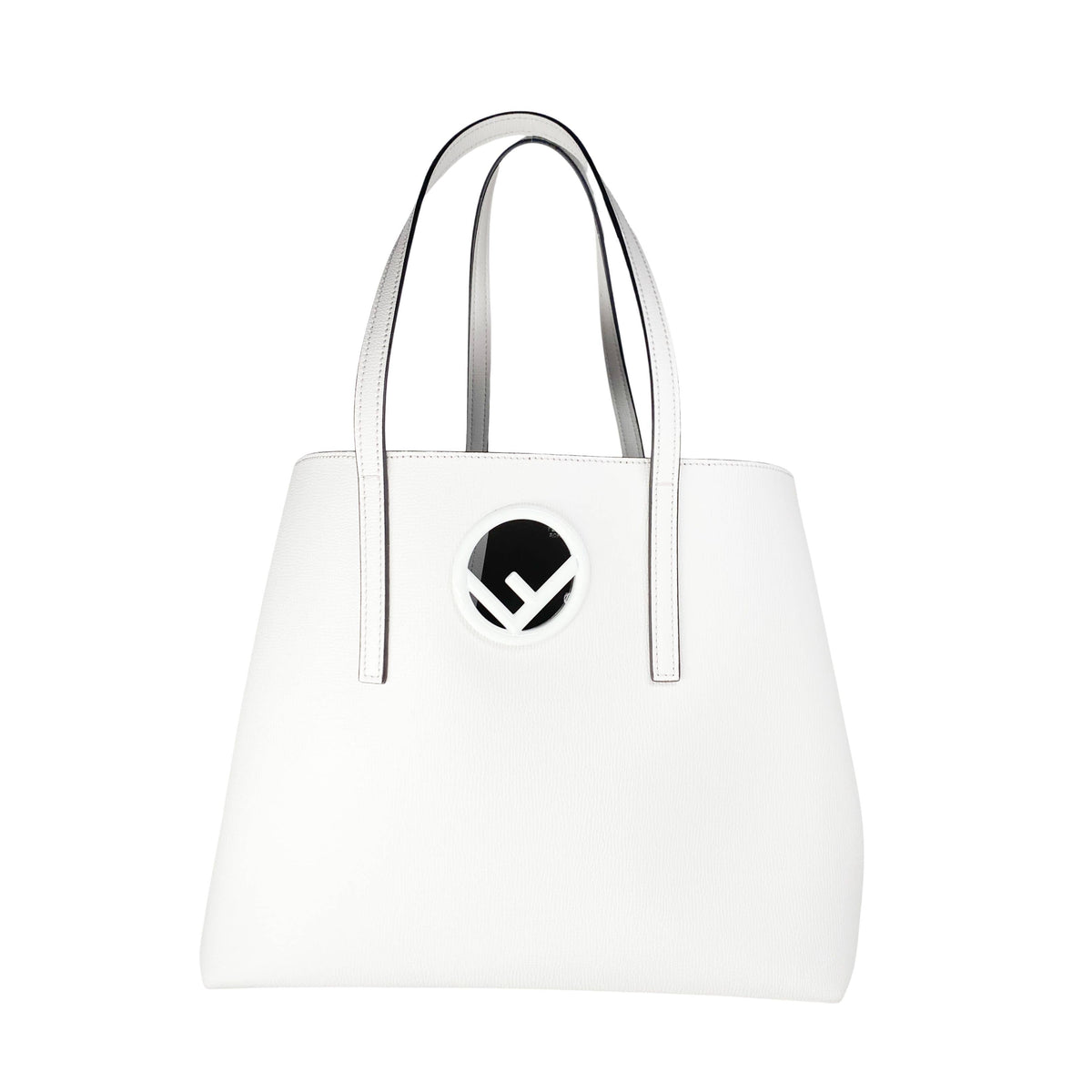 Fendi white tote with separate interior compartment, leather, white