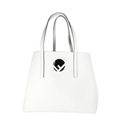 Fendi white tote with separate interior compartment, leather, white
