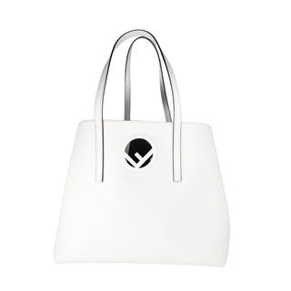 Fendi white tote with separate interior compartment, leather, white