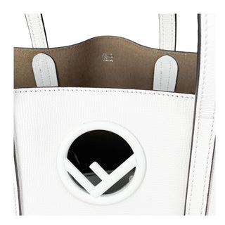 Fendi white tote with separate interior compartment, leather, white