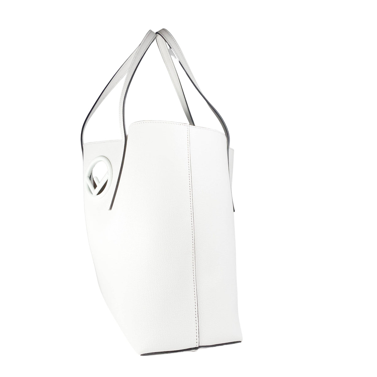 Fendi white tote with separate interior compartment, leather, white