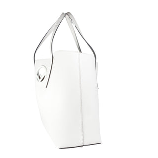 Fendi white tote with separate interior compartment, leather, white