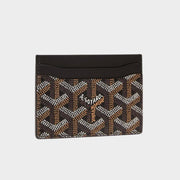 Goyard Saint-Sulpice Card Wallet in black Goyardine canvas with black leather trim and card slots.