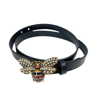 Gucci Bee Buckle Belt in black leather