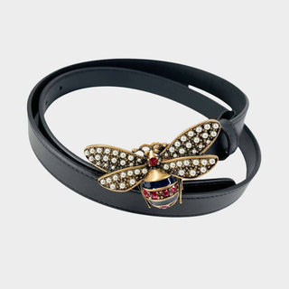 Gucci Bee Buckle Belt in black leather