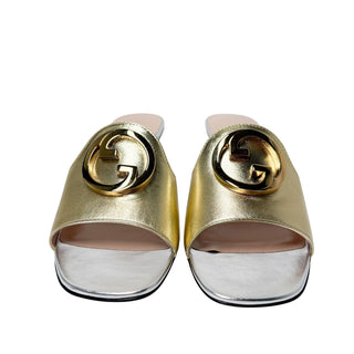 Gucci Blondie Sandals high heel gold and silver