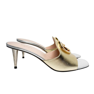 Gucci Blondie Sandals high heel gold and silver