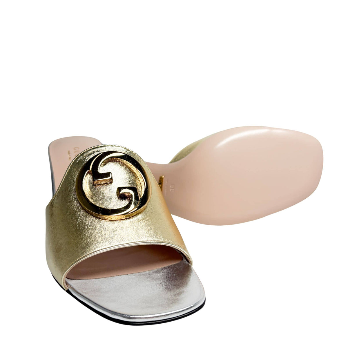 Gucci Blondie Sandals high heel gold and silver