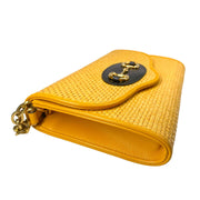 Gucci crossbody bag in yellow raffia with horsebit and chain strap