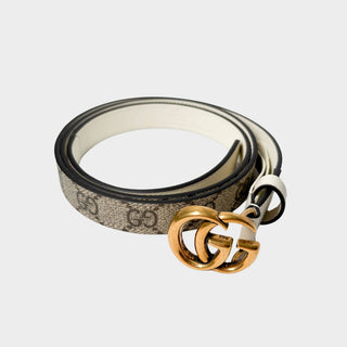 Gucci GG Marmont Belt white and brown