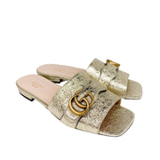 Gucci GG gold sandals square toe