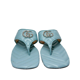 Gucci Marmont Charlotte sandals in foggy sky with silver-tone hardware