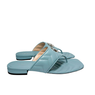 Gucci Marmont Charlotte sandals in foggy sky with silver-tone hardware