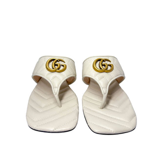 Gucci Marmont Charlotte sandals in off-white with gold-tone GG Marmont logo