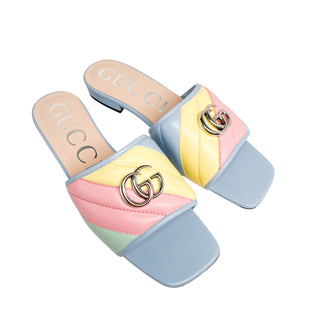 Gucci Marmont slides in multicolour with silver-tone GG logo and square toe box
