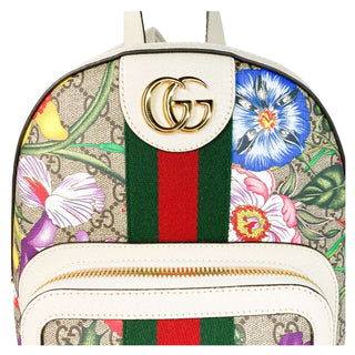 Gucci Ophidia backpack with floral print and Gucci web stripe made from canvas and leather