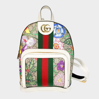 Gucci Ophidia backpack with floral print and Gucci web stripe made from canvas and leather
