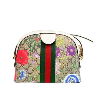 Gucci Ophidia dome bag with floral print, web stripe made from canvas and leather
