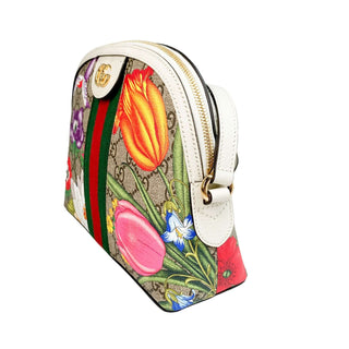 Gucci Ophidia dome bag with floral print, web stripe made from canvas and leather