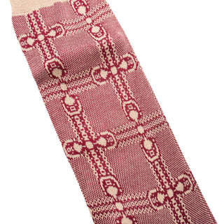 Gucci Red and Ivory Long Socks with Interlocking GG Logo