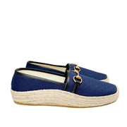 Gucci mens slippers espadrilles blue canvas with horsebit