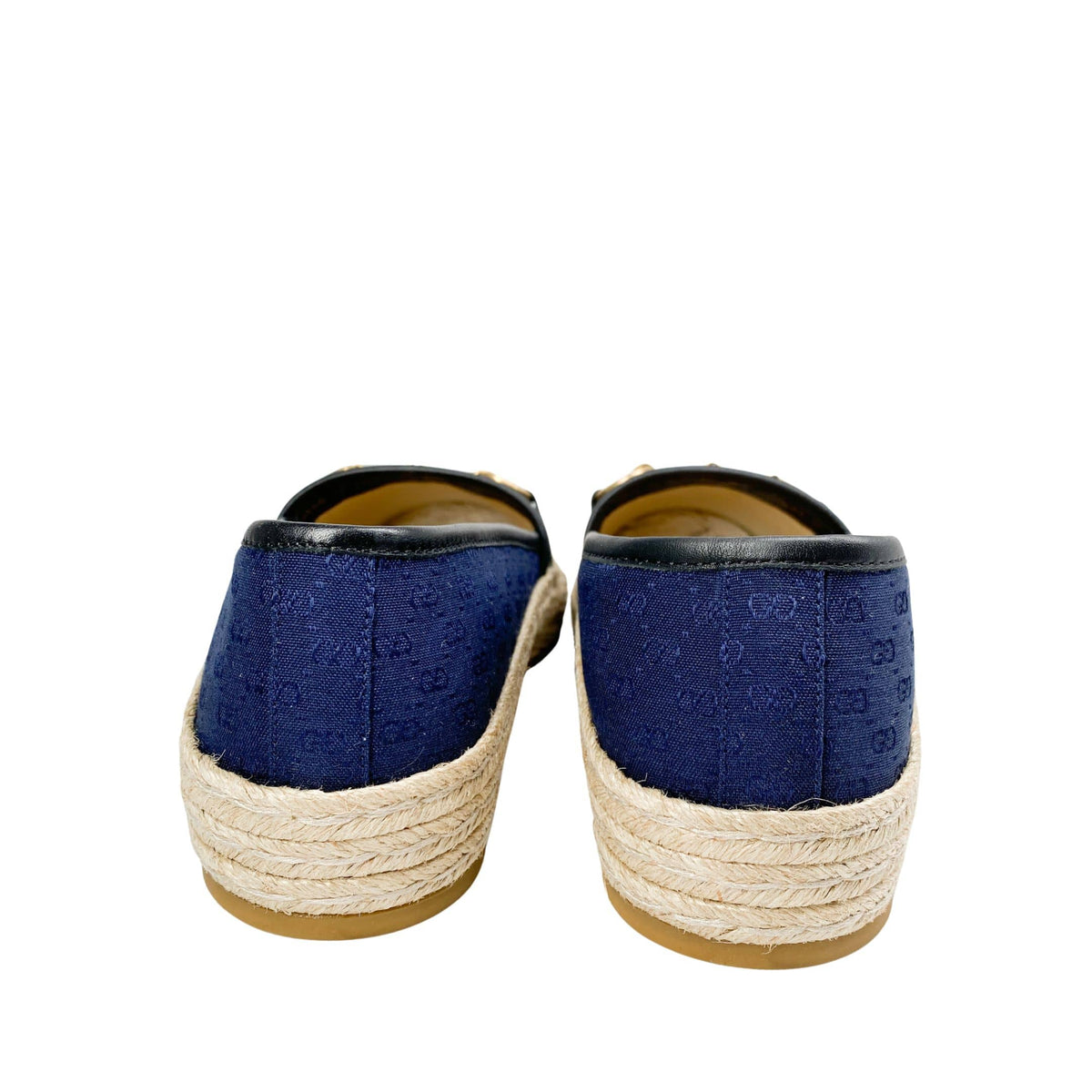 Gucci mens slippers espadrilles blue canvas with horsebit