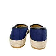 Gucci mens slippers espadrilles blue canvas with horsebit