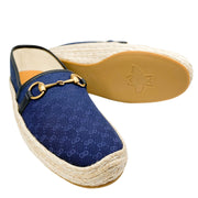 Gucci mens slippers espadrilles blue canvas with horsebit