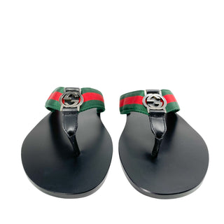 Gucci web strap and GG logo thong sandals