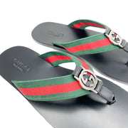 Gucci web strap and GG logo thong sandals