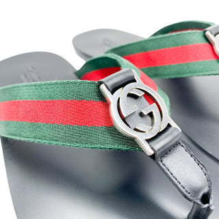 Gucci web strap and GG logo thong sandals
