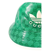 Close-up of Gucci x Adidas Bucket Hat - bold green-and-white design blending heritage luxury with modern streetwear