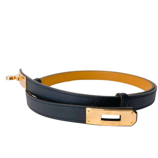 Hermes Kelly Belt in black with rosegold hardware