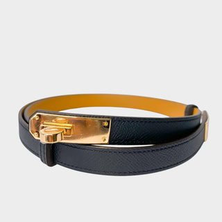 Hermes Kelly Belt in black with rosegold hardware